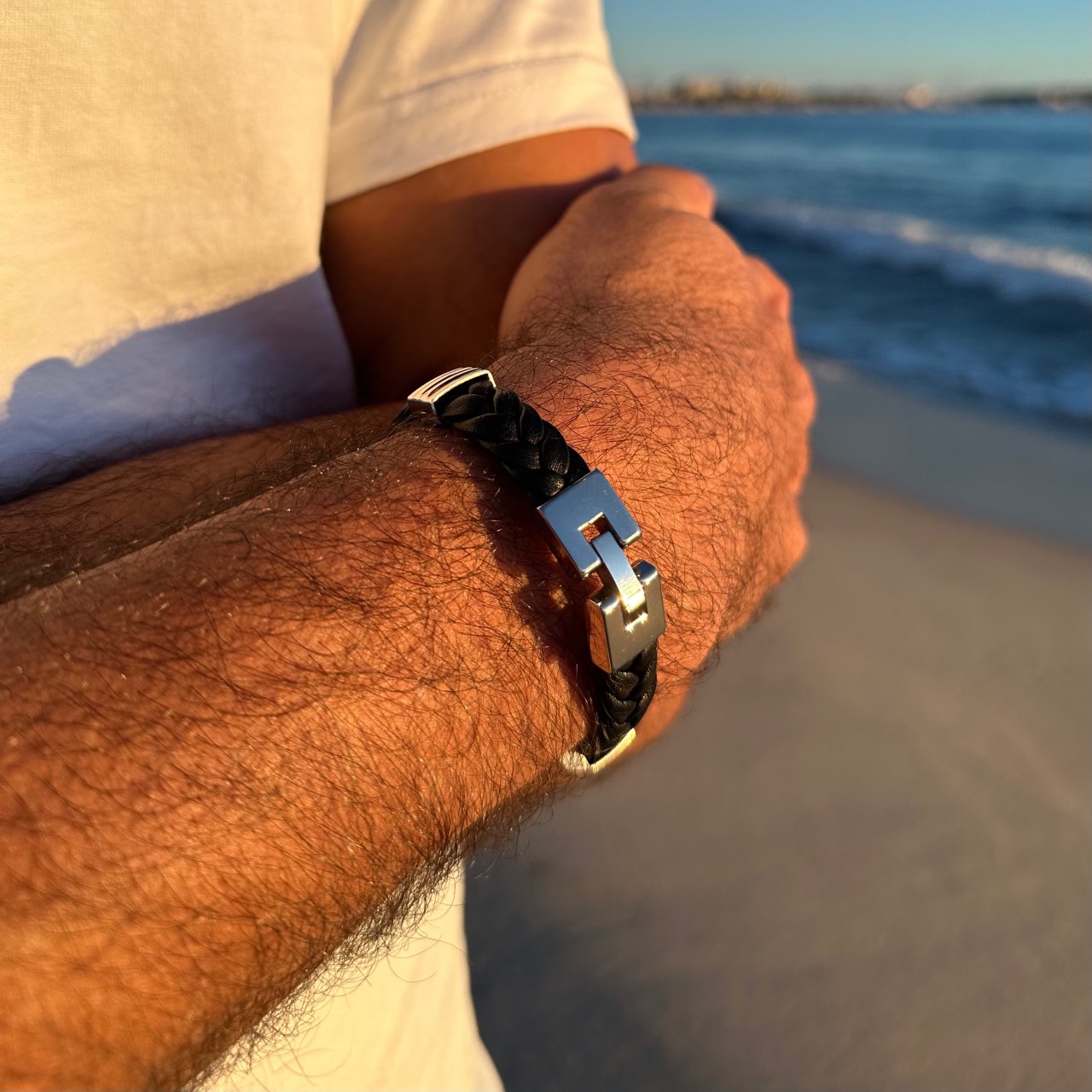 Bracelet homme cuir tressé