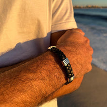 Bracelet homme cuir tressé noir