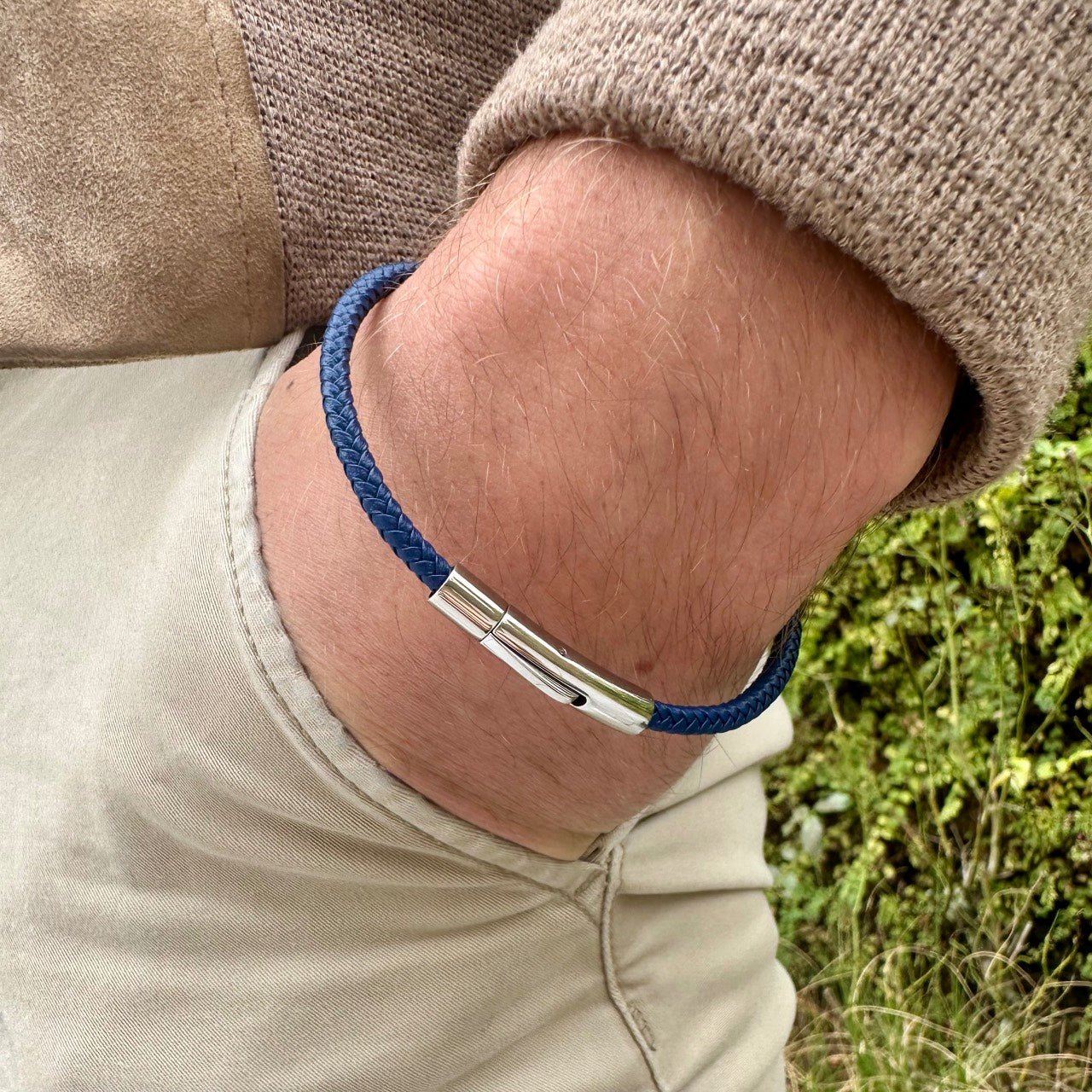 Bracelet homme cuir bleu