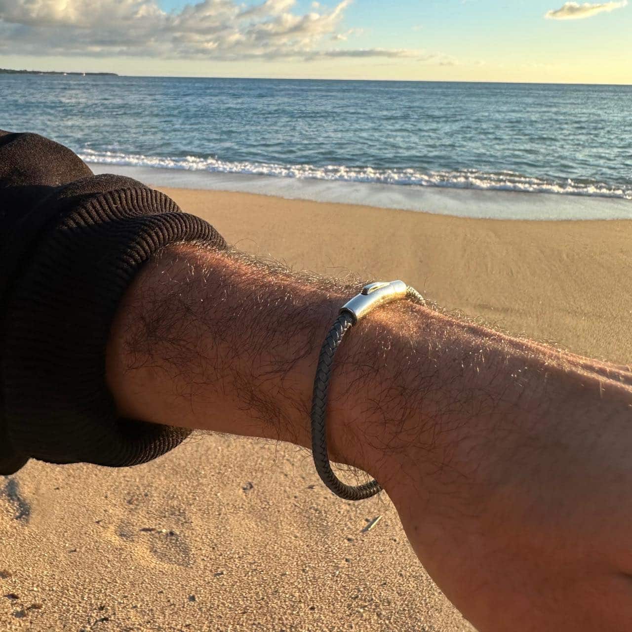 Bracelet cuir homme gris Willy