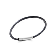 Bracelet cuir homme gris et acier