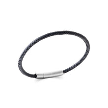 Bracelet cuir homme gris et acier