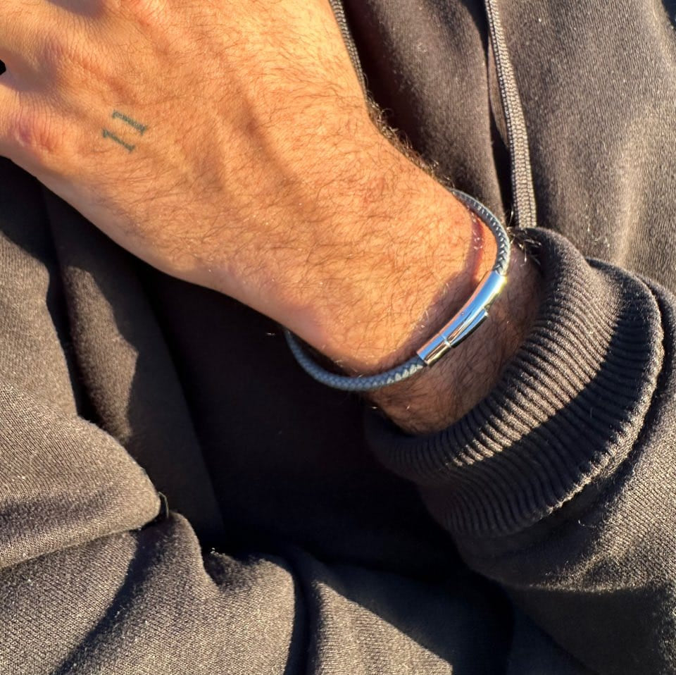 Bracelet cuir homme gris Willy