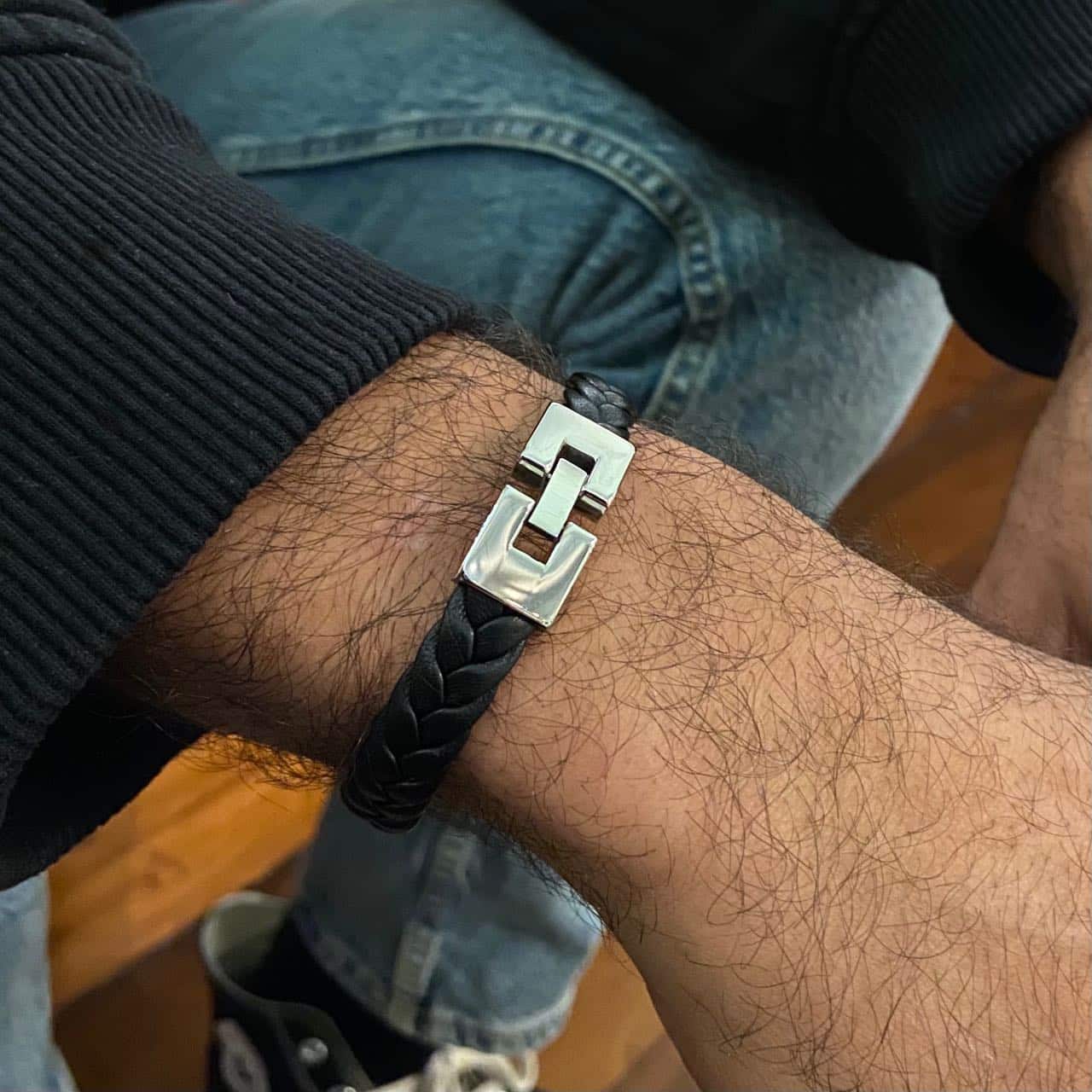 Bracelet homme en cuir tressé