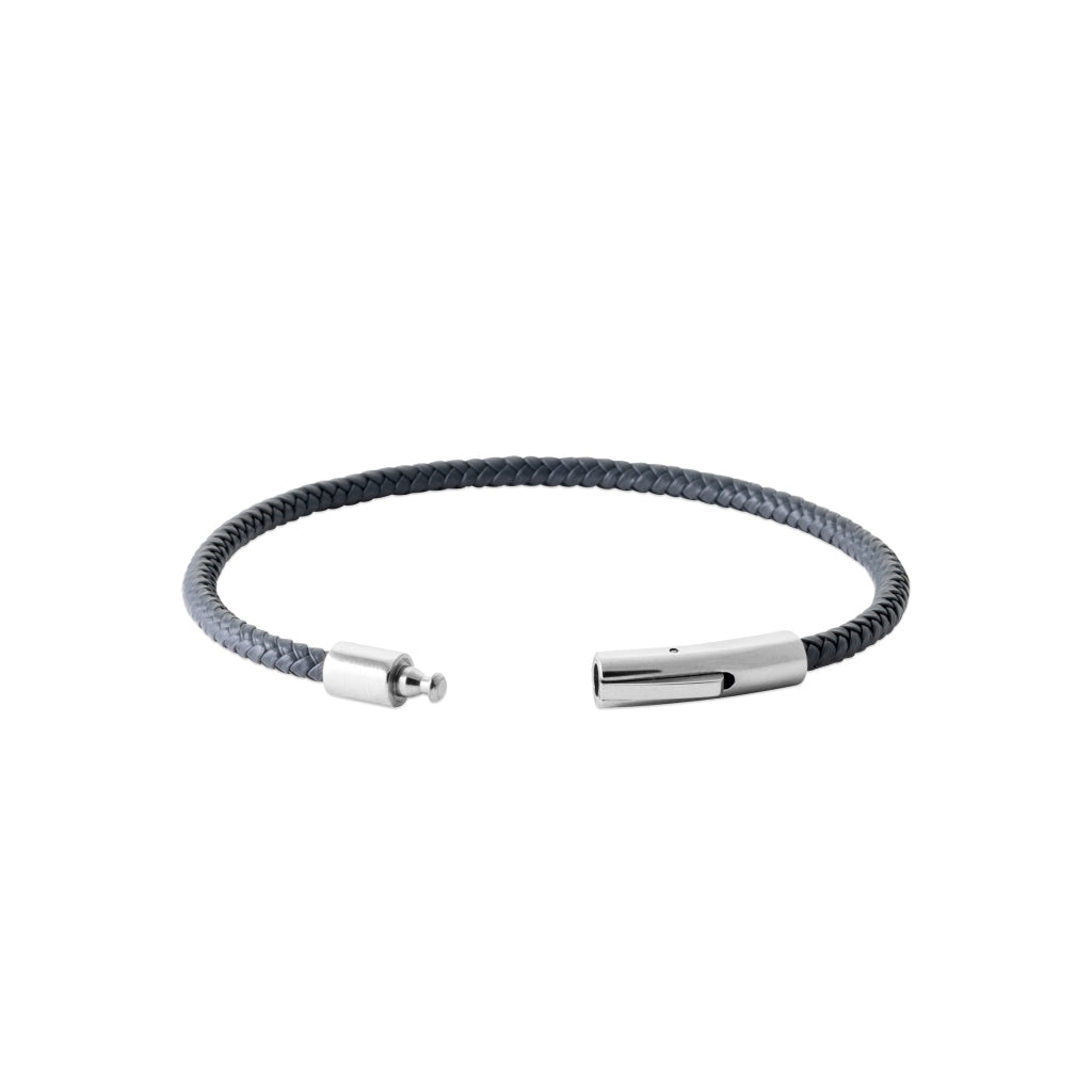 Bracelet homme cuir gris fermoir acier