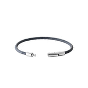 Bracelet homme cuir gris fermoir acier