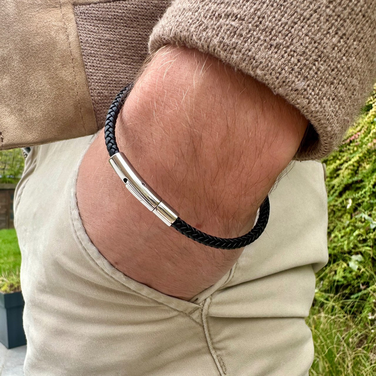 Bracelet homme cuir noir