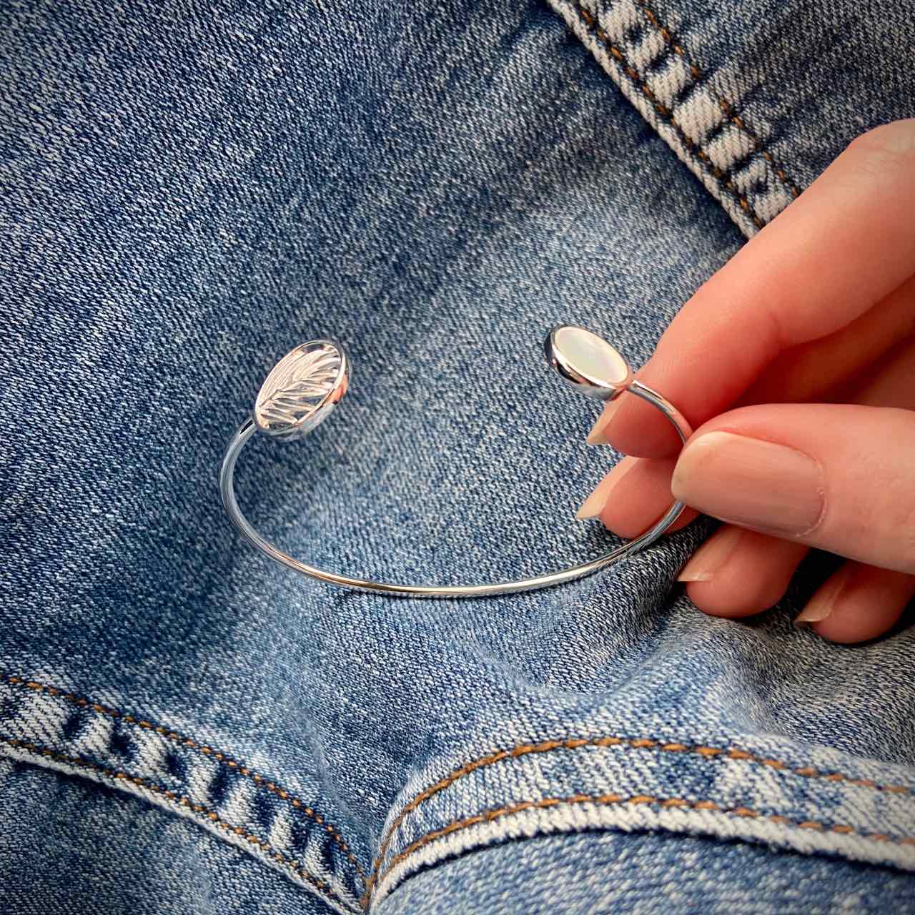 Bracelet jonc argent nacre