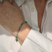 Bracelet plaqué or perles jaspe bleu turquoise