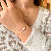 Bracelet pierre de lune chaine plaqué or