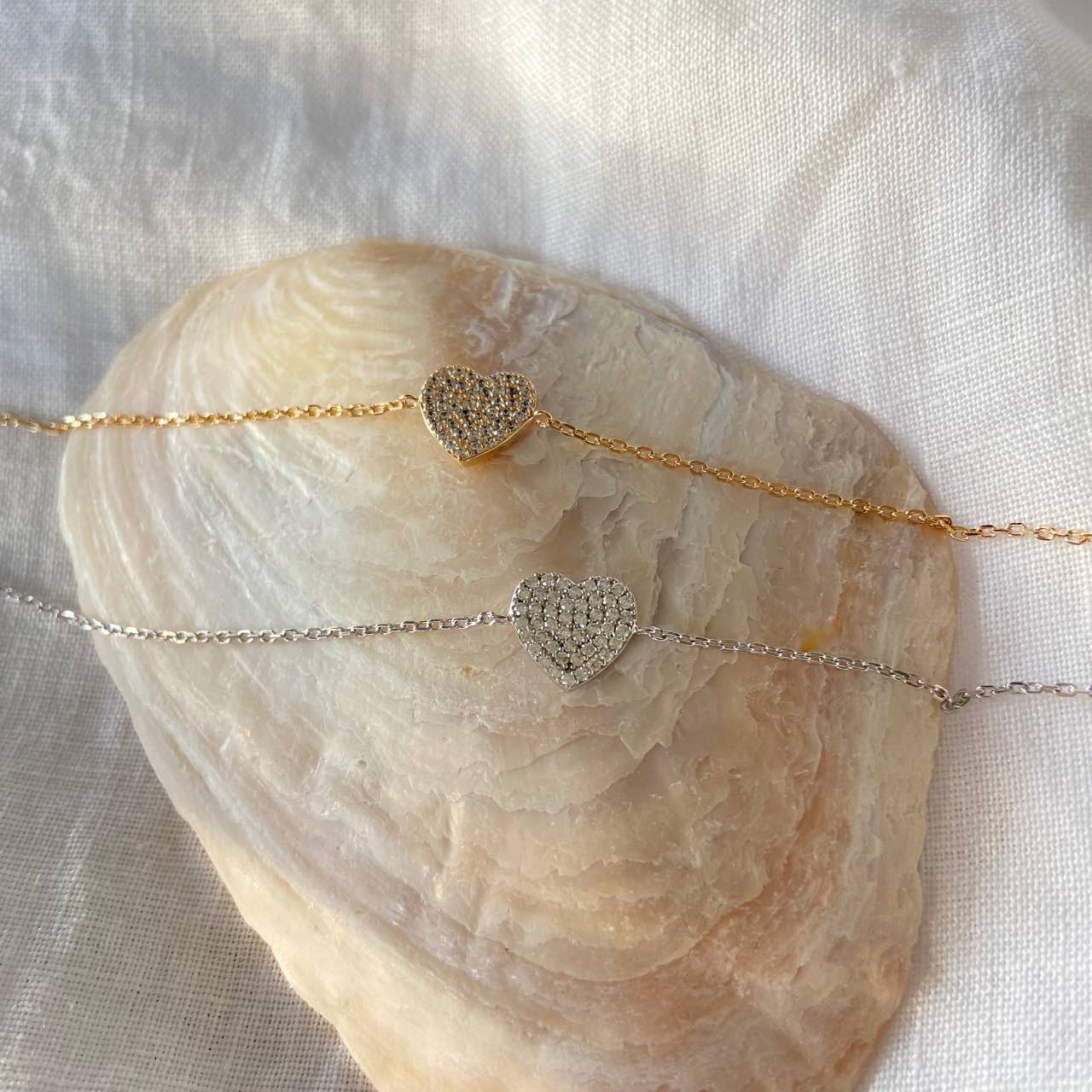 Bracelet coeur en argent rhodié