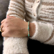 Bracelet plaqué or jaspe bleu turquoise