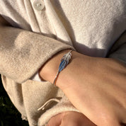 Bracelet jonc argent plume