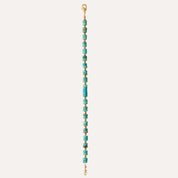 Bracelet plaqué or avec perles de jaspe turquoise et fermoir en chaîne