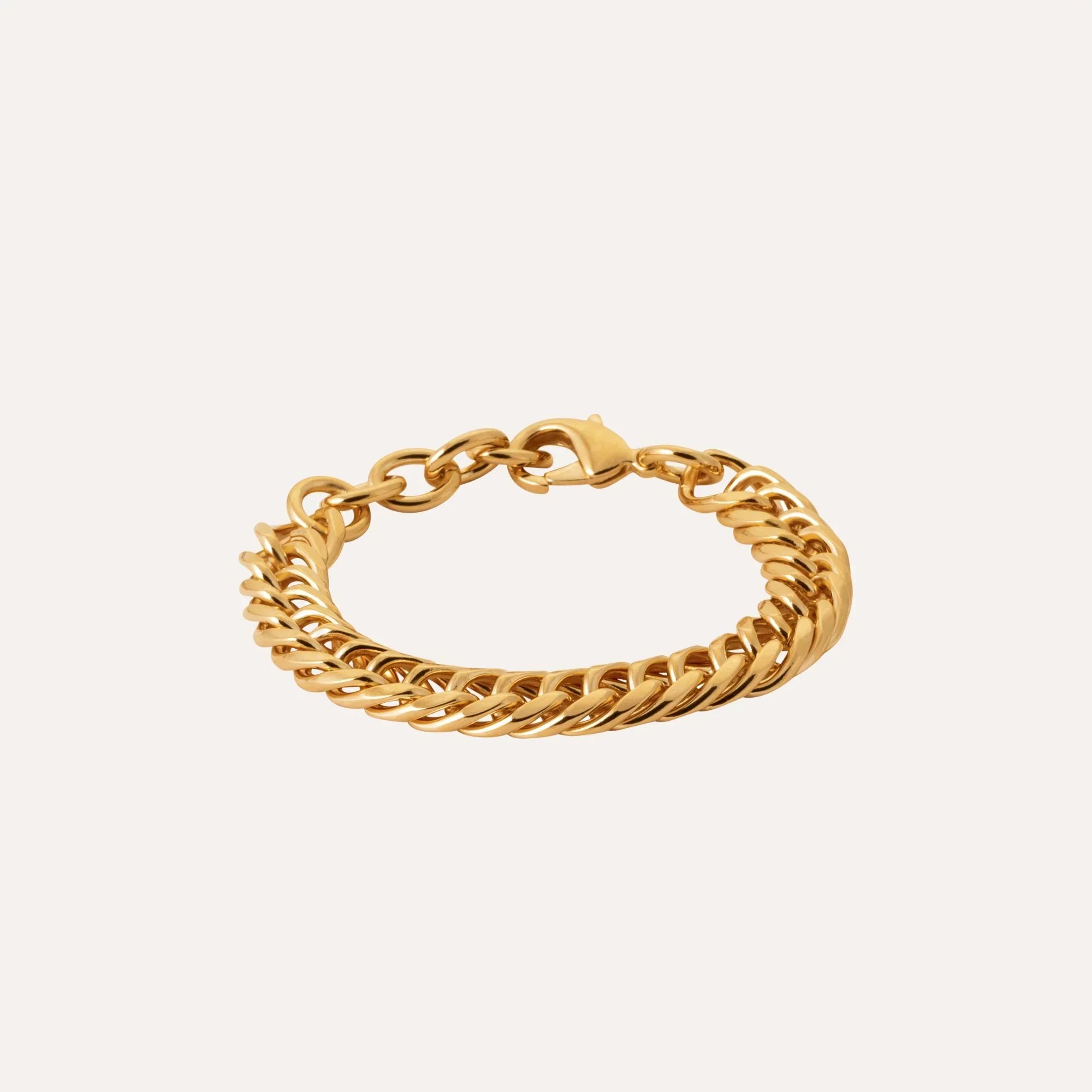 Bracelet gourmette maille chaînée plaqué or à maillons ovales
