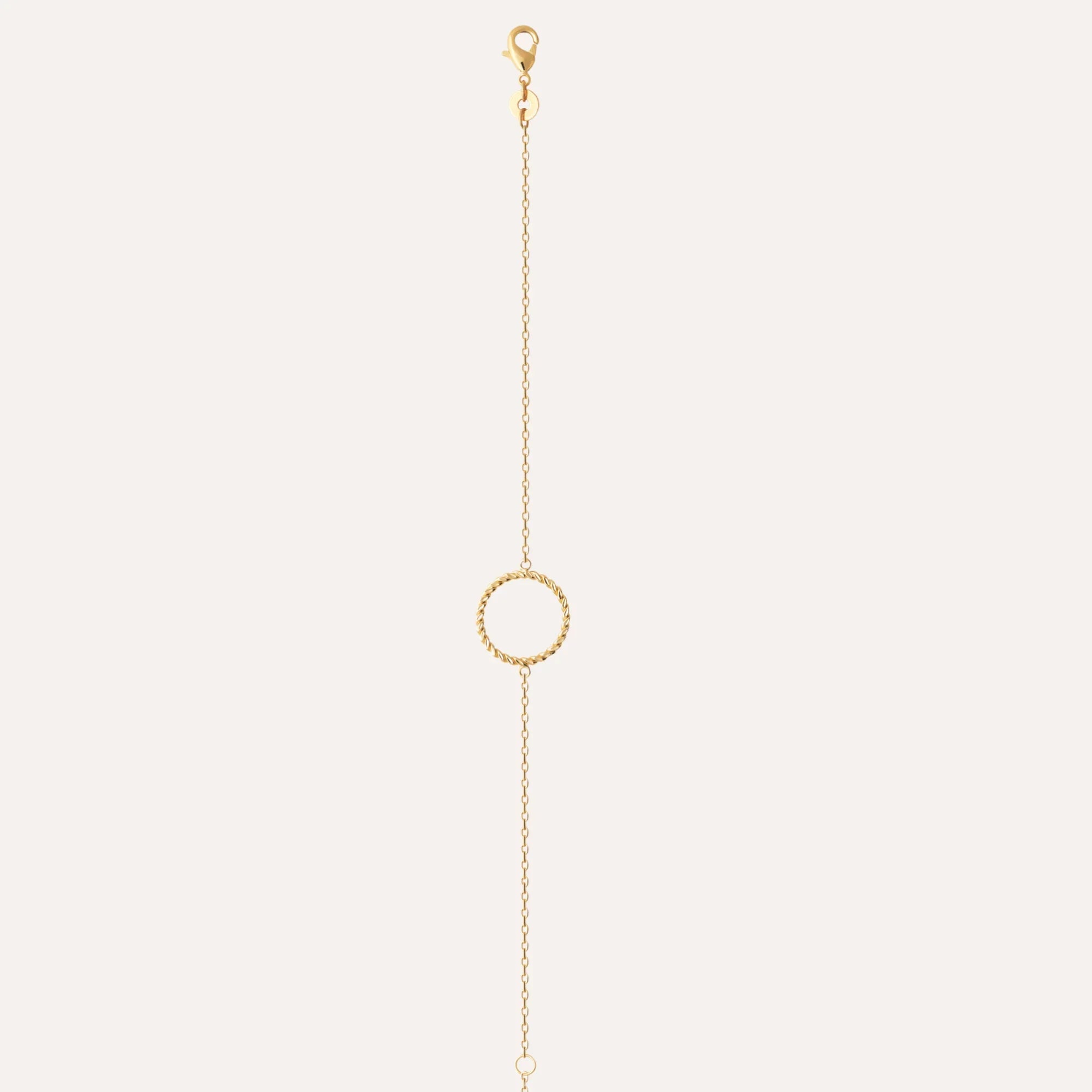 Bracelet plaqué or à cercle sur chaîne fine, pendentif rond central
