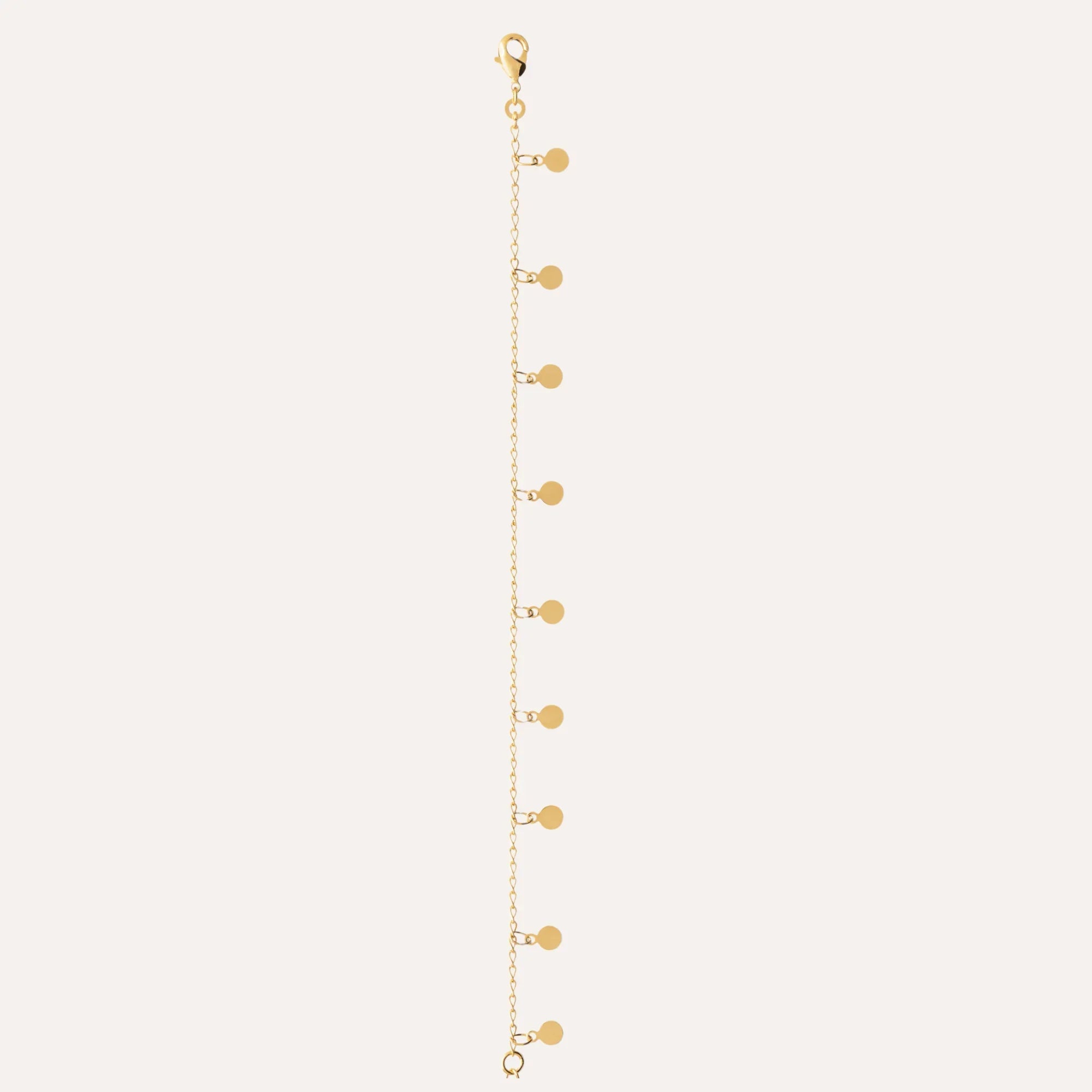 Bracelet pampilles plaqué or Émilie, chaîne fine avec petites breloques rondes suspendues.