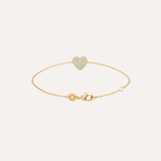 Bracelet plaqué or coeur Mon amour