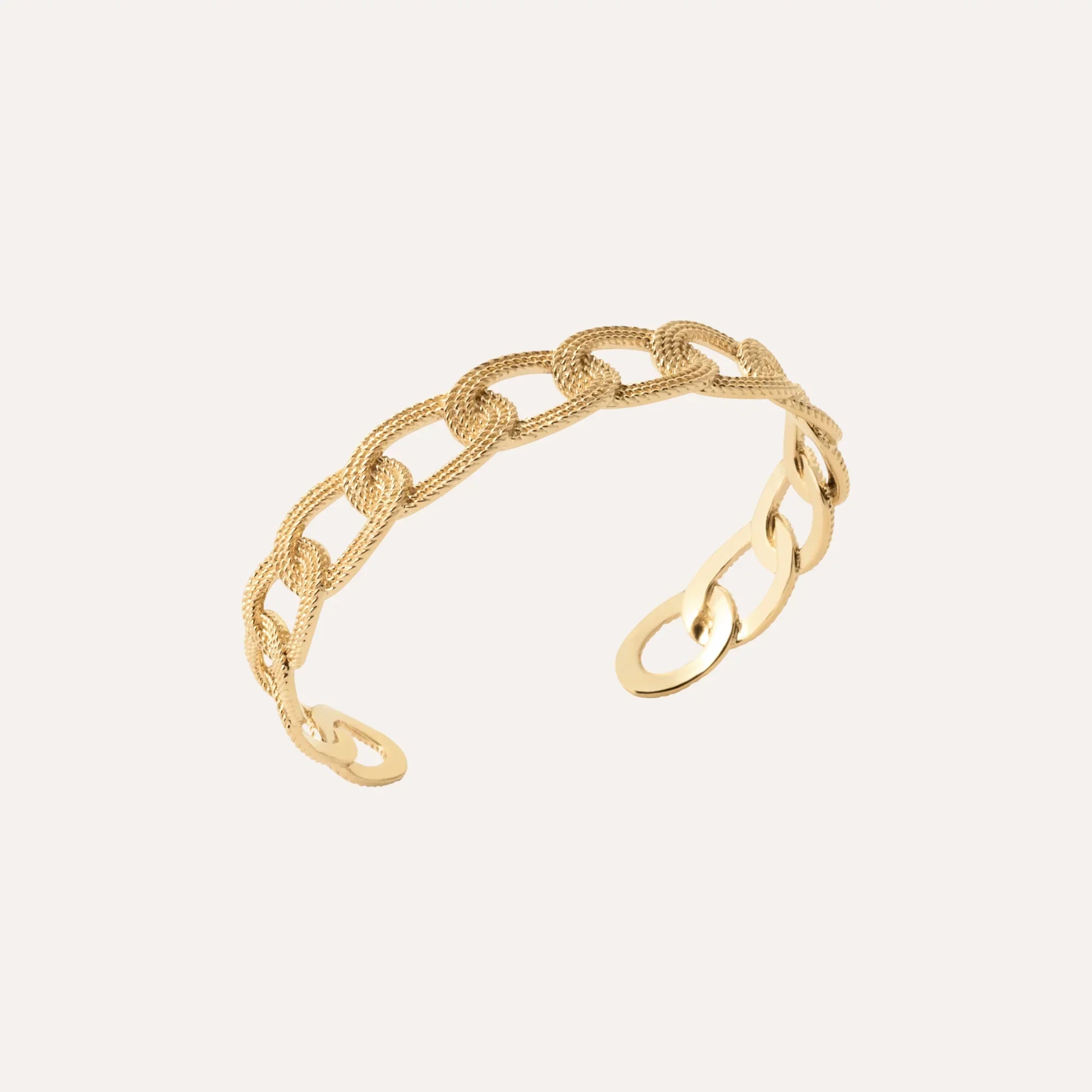 Bracelet jonc plaqué or à maillons tressés et fermoir ovale
