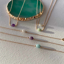 Collier pierre amazonite améthyste pierre de lune