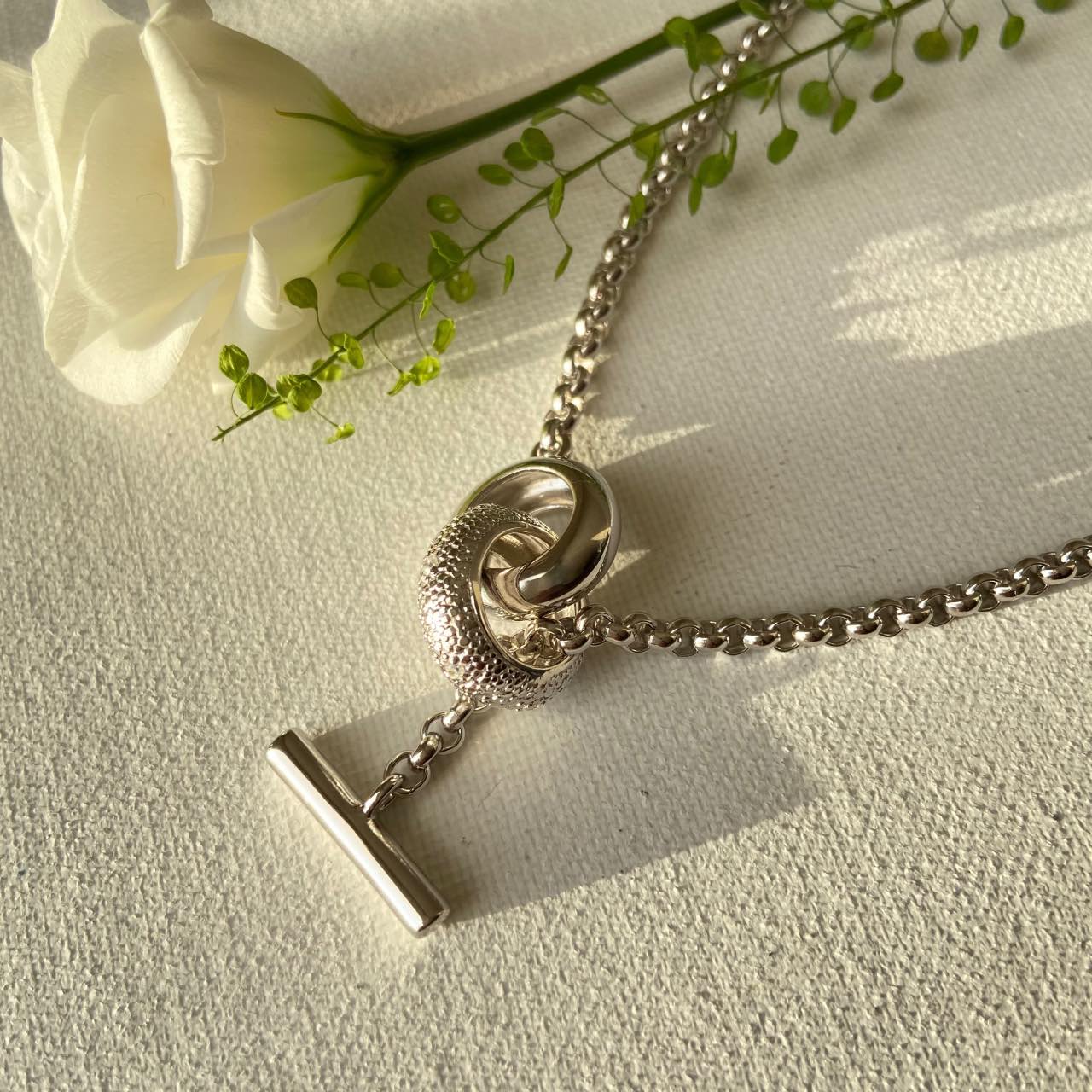 Collier argent fermoir T maille jaseron