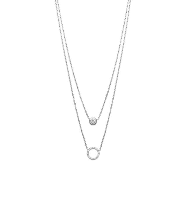 Collier double chaîne argent et zircons