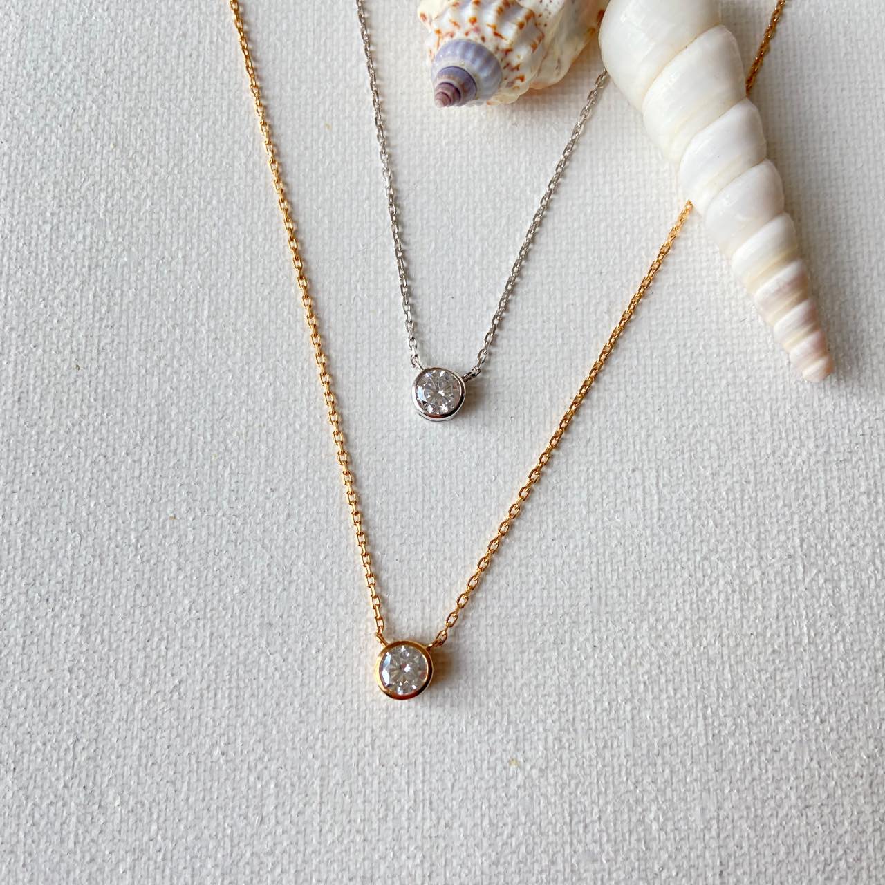 Collier argent plaqué or zircon