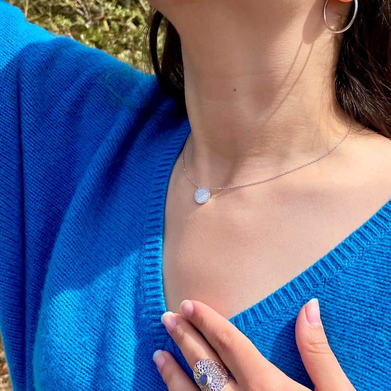 Collier argent 925 pastille zircons