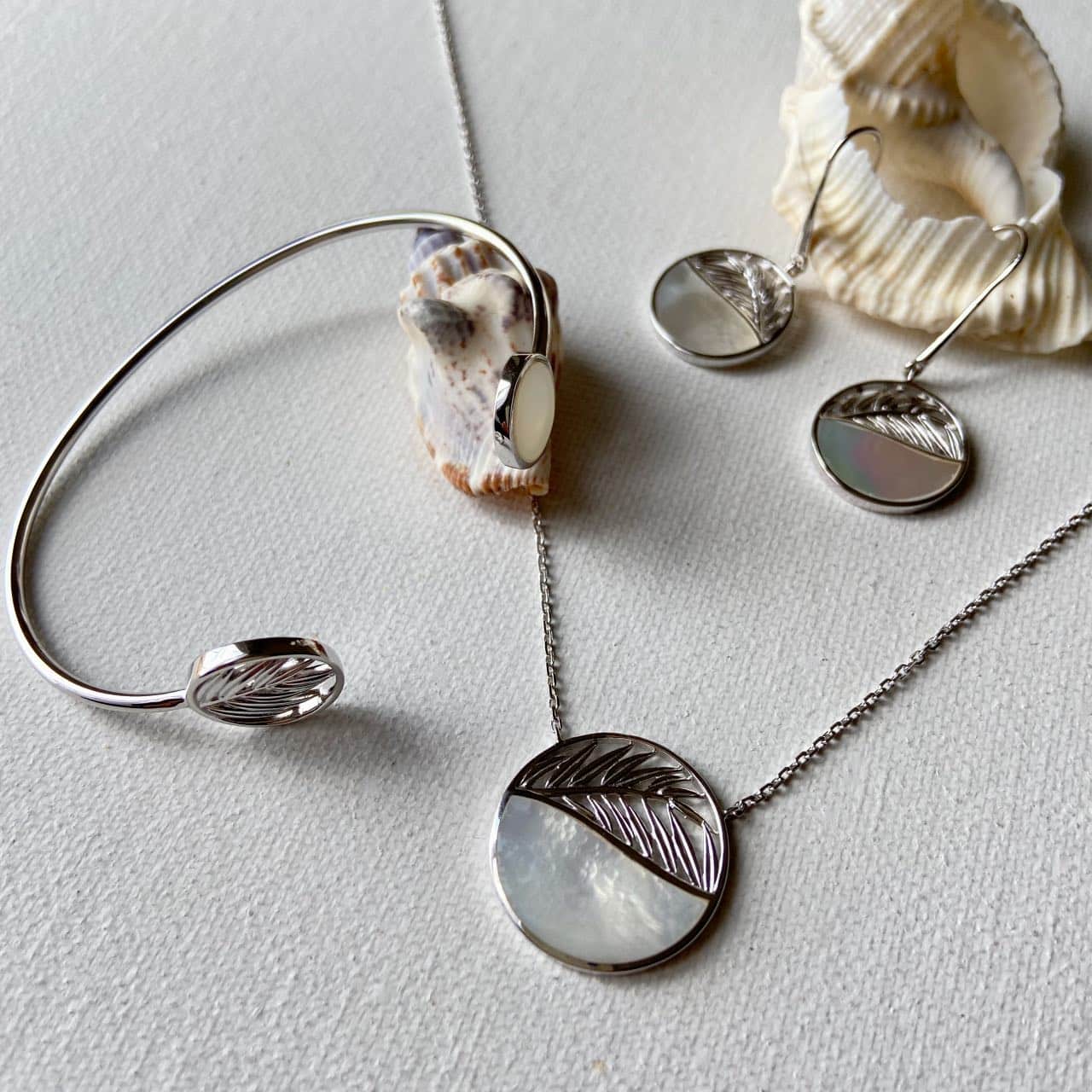 Collier femme argent et nacre