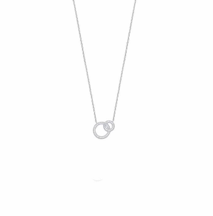 Collier argent deux anneaux zirconium