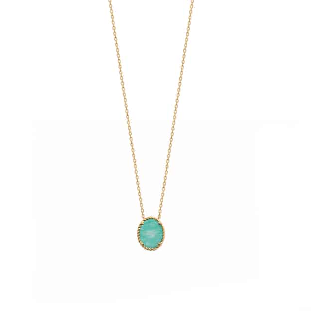 Collier plaqué or amazonite