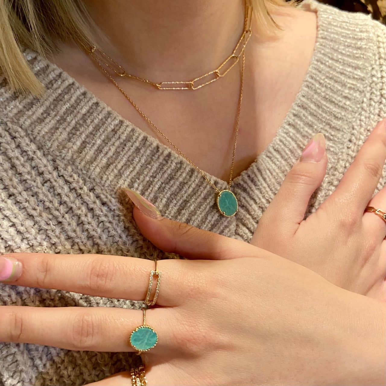 Bague amazonite plaqué or