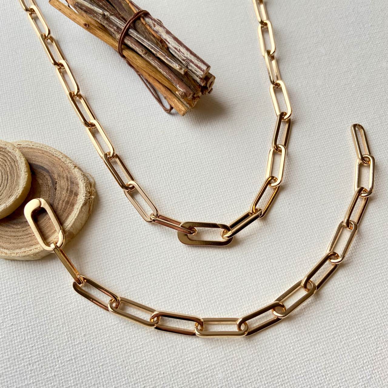 Collier plaqué or et bracelet chaine plaqué or assorti