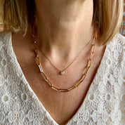 Collier chaîne plaqué or maillons rectangulaires