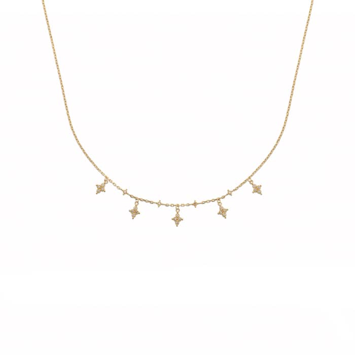 collier plaqué or étoiles tendance
