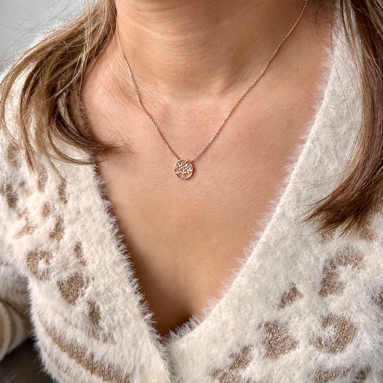 Collier plaqué or arbre de vie