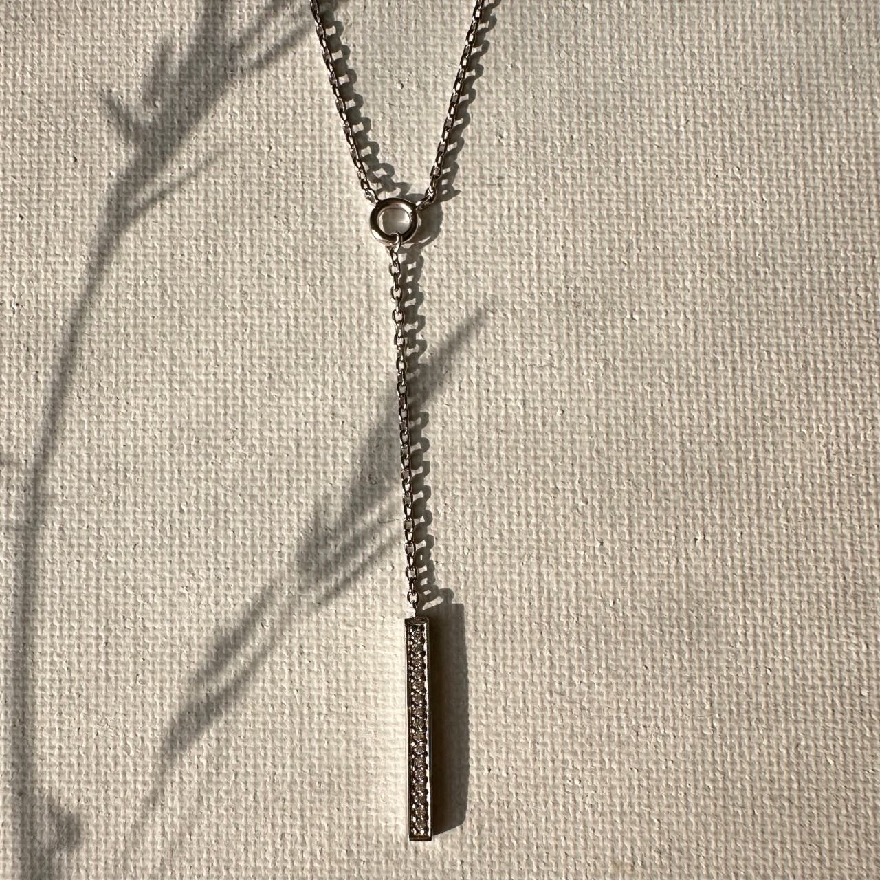 Collier plongeant argent barrette