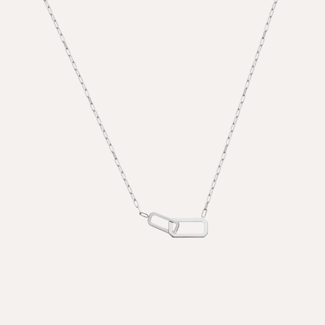 Collier argent 2 rectangles