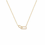 Collier 2 rectangles plaqué or et zircons