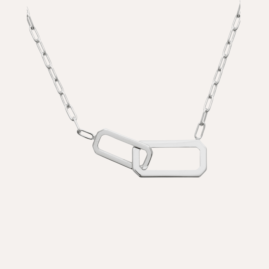 Collier argent 2 rectangles
