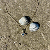 Chaîne + pendentif plaqué or oeil bleu
