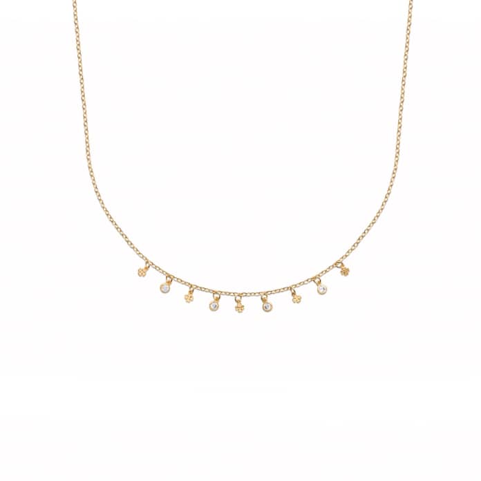 Collier trèfle plaqué or et oxydes de zirconium