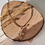 Collier plaqué or croix rétro