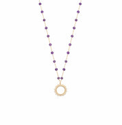 Collier perles améthyste soleil plaqué or