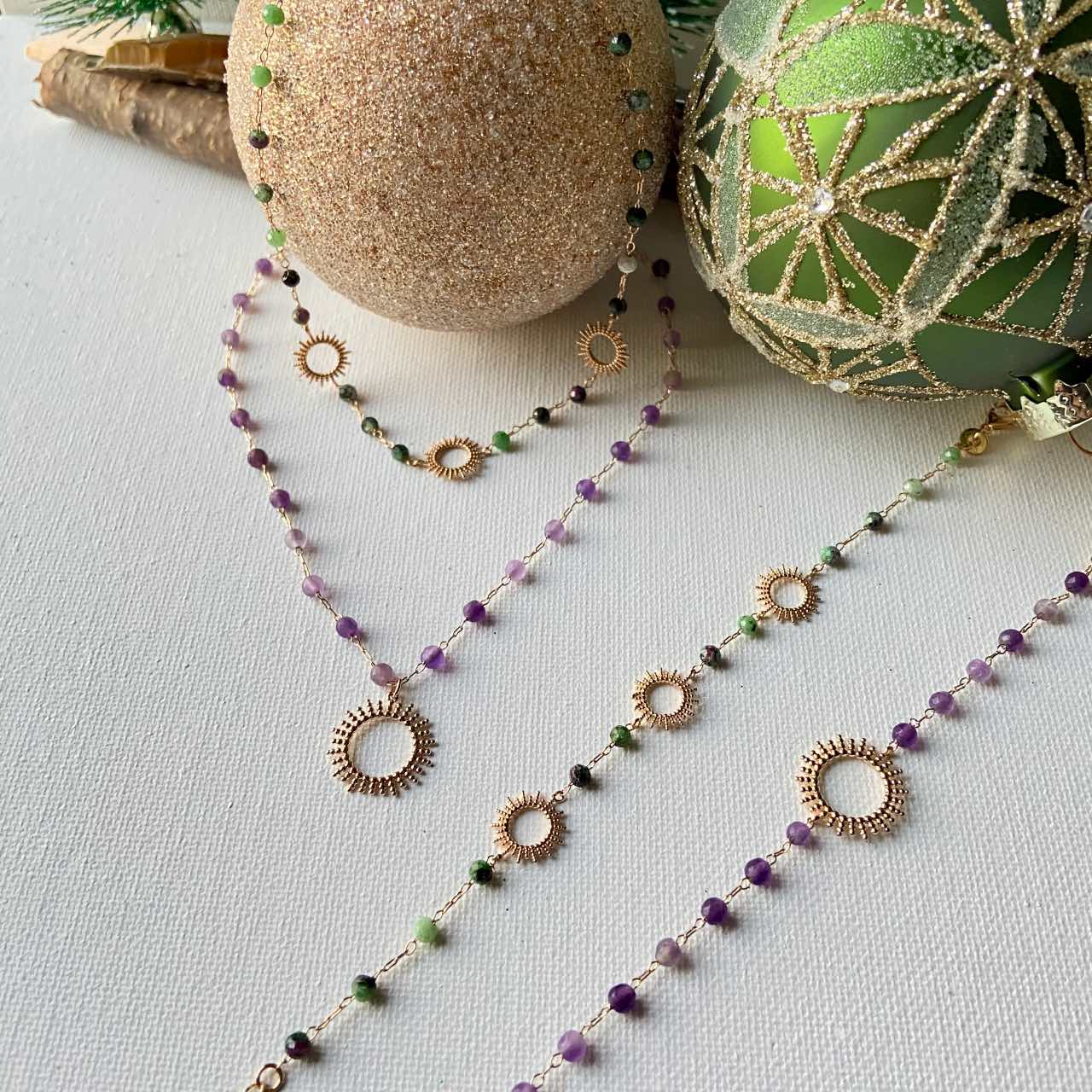 Collier plaqué or améthyste