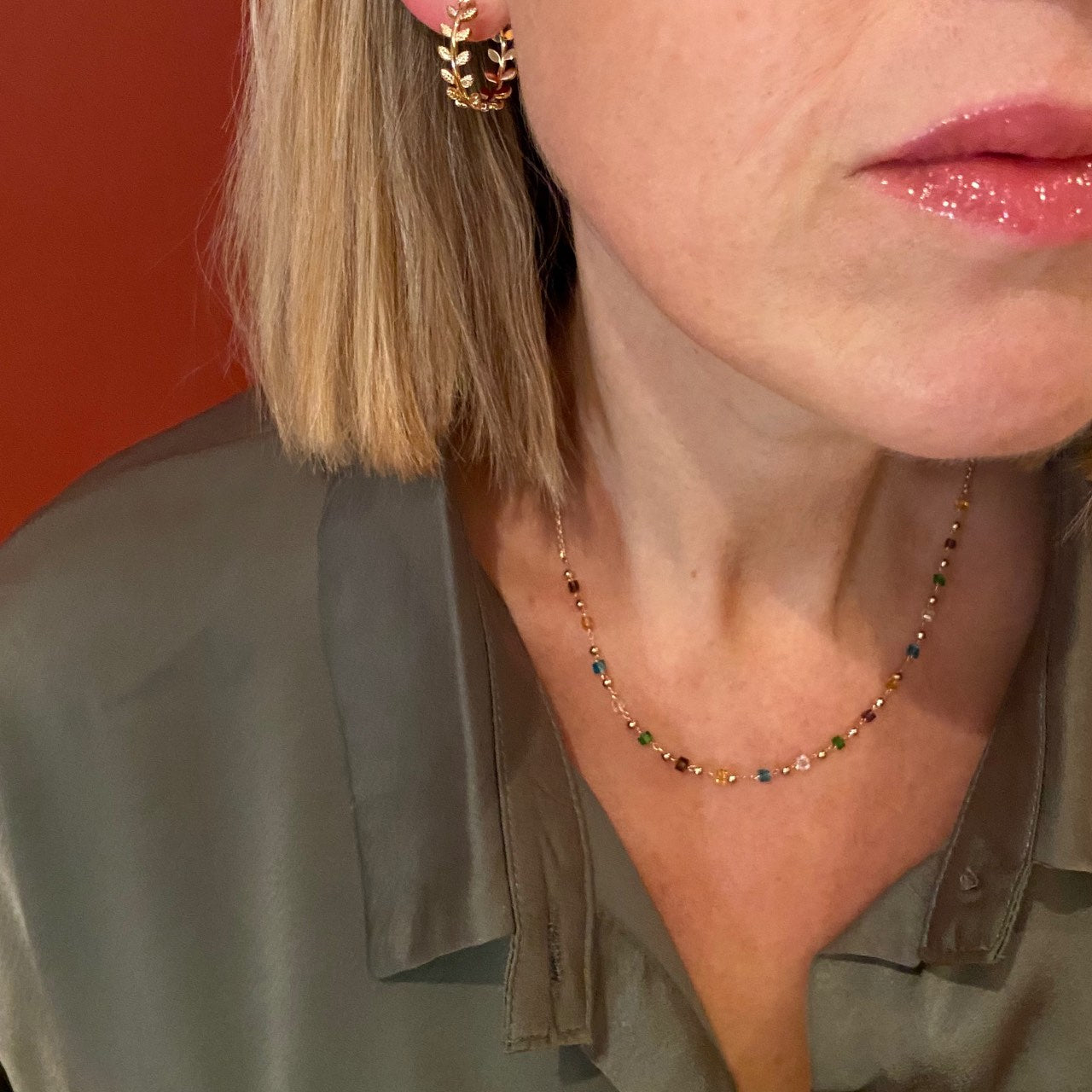 Collier femme perles de couleurs