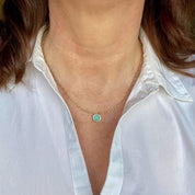 collier plaqué or pierre amazonite ronde