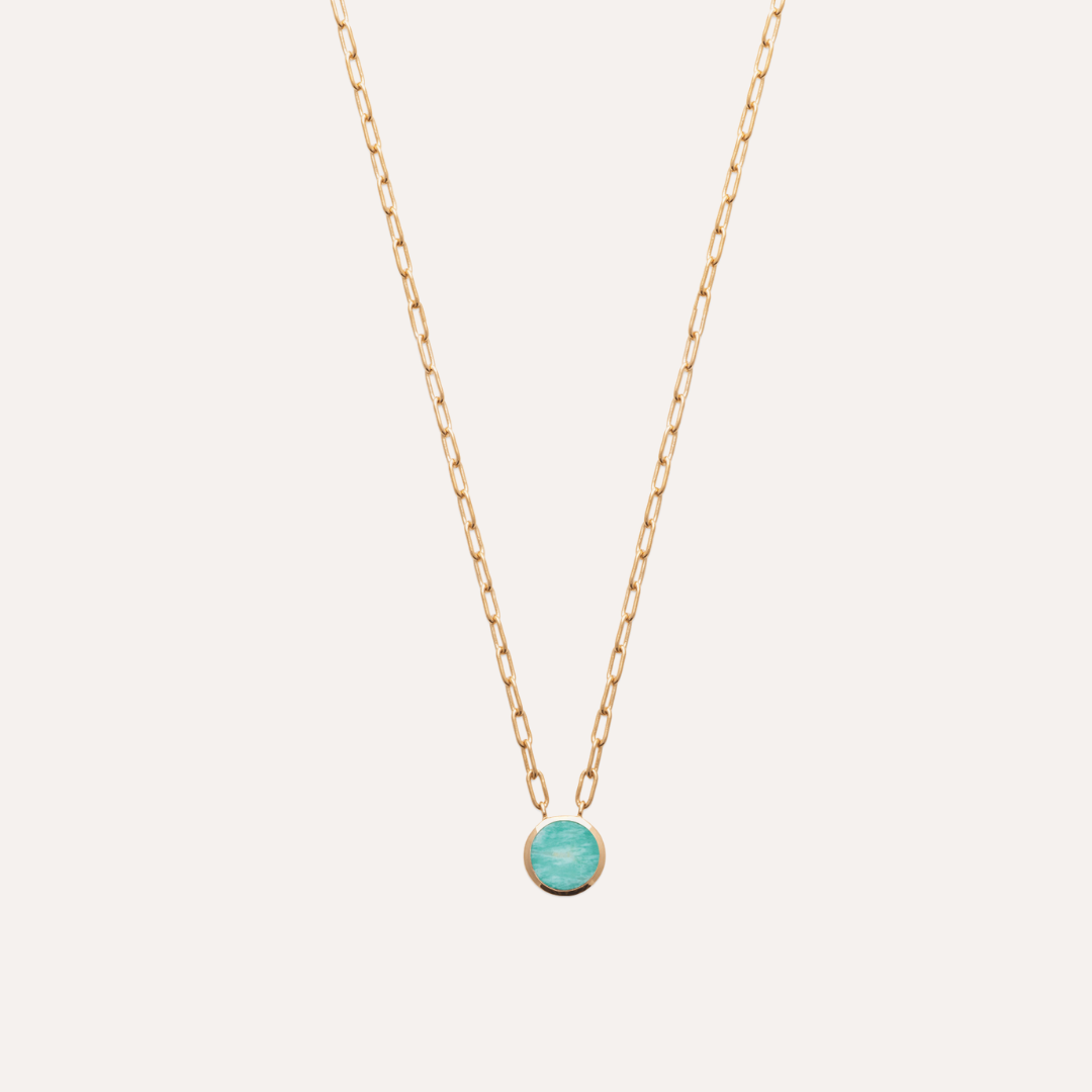 Collier plaqué or pierre amazonite