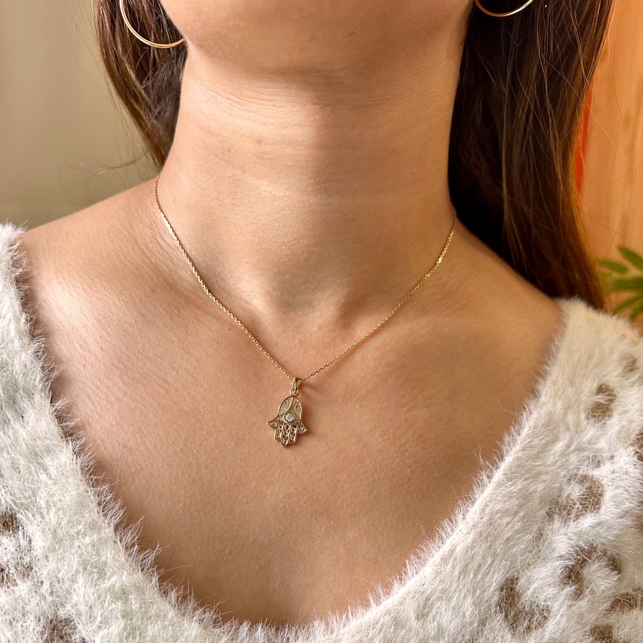 Collier main de Fatma plaqué or