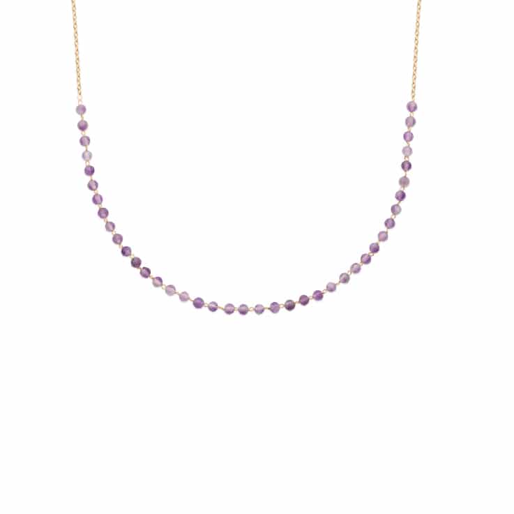 Collier perles améthyste chaine plaqué or